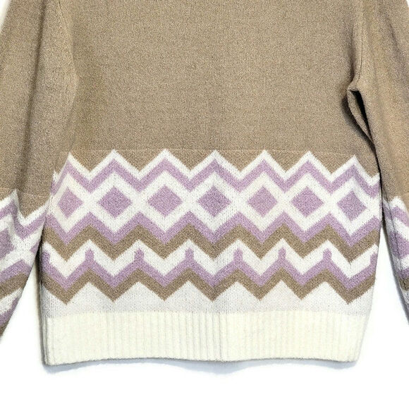J. Crew Chevron Knit Scoop Neck Sweater Cozy Classic Preppy Layering XS - Picture 7 of 11